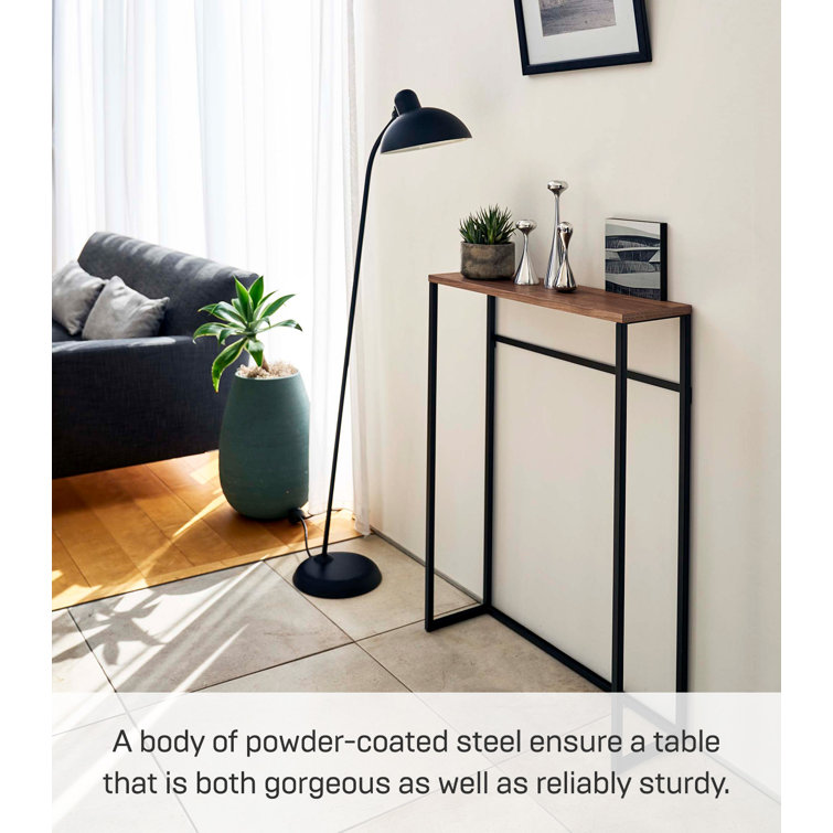 Slim black metal console table hotsell